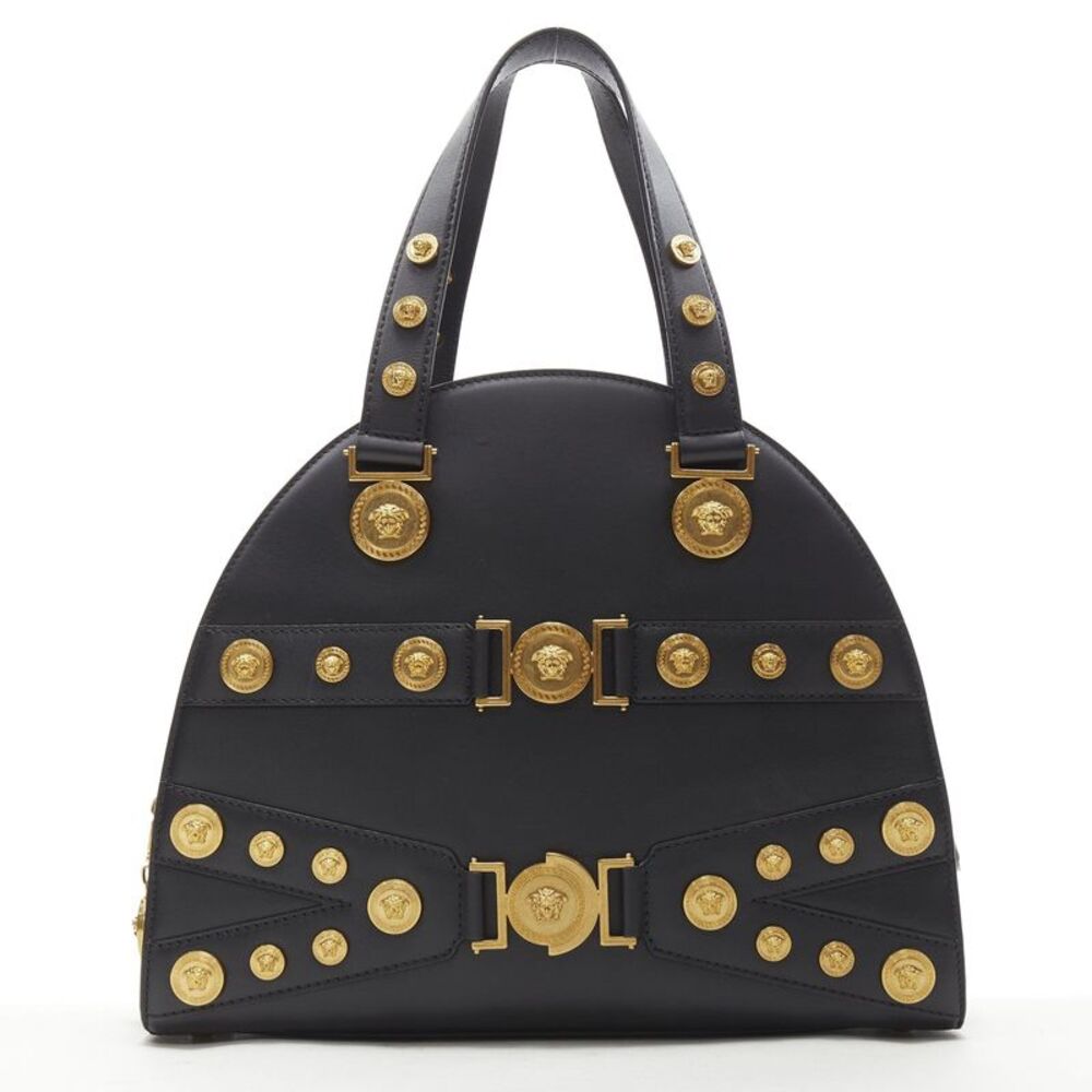 Versace gold Medusa stud bondage bowling bag